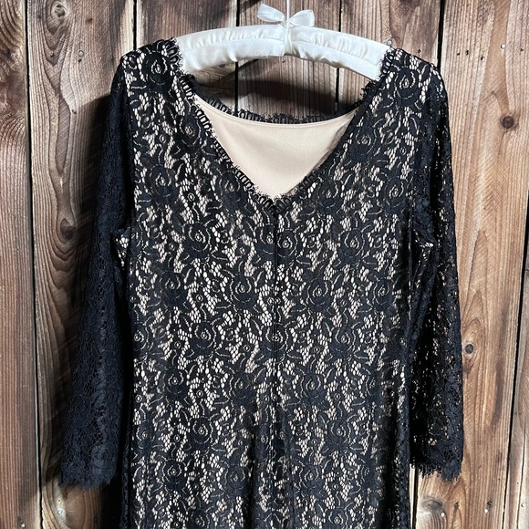 Eliza J Black Lace Whimsigoth Cocktail Party Fancy Dinner Bodycon Dress Sz 10 - Picture 10 of 13